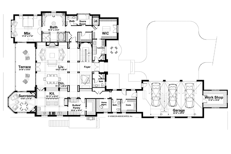 Home Plan - Floor Plan - Main Floor for Country House Plan #928-166 - 3 bed, 4 bath
