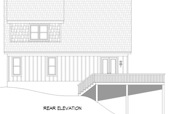 Exterior - Rear Elevation for Southern House Plan #932-902 - 3 bed, 3 bath