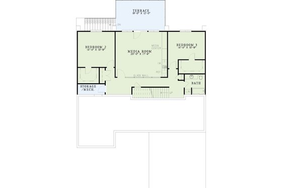 Floor Plan - Lower Floor for European House Plan #17-1019 - 3 bed, 2.5 bath