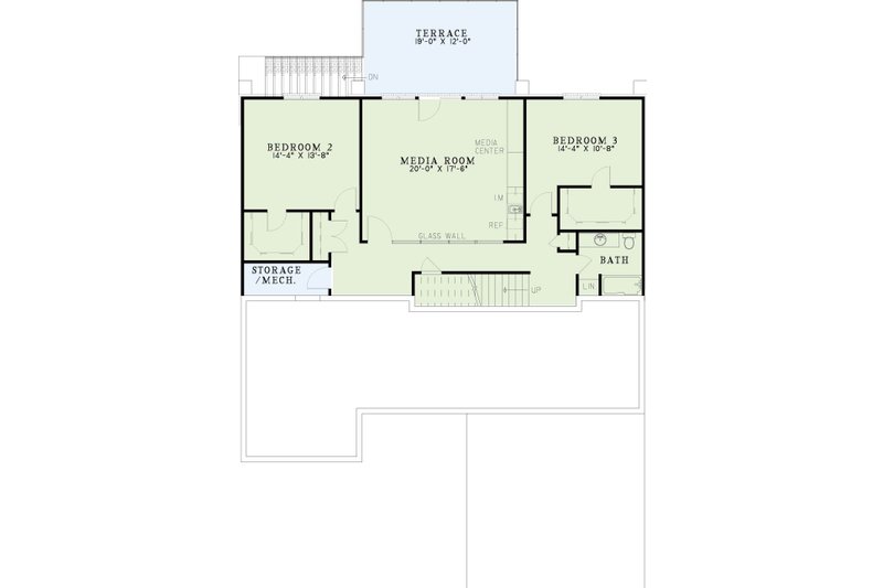House Blueprint - Floor Plan - Lower Floor for European House Plan #17-1019 - 3 bed, 2.5 bath
