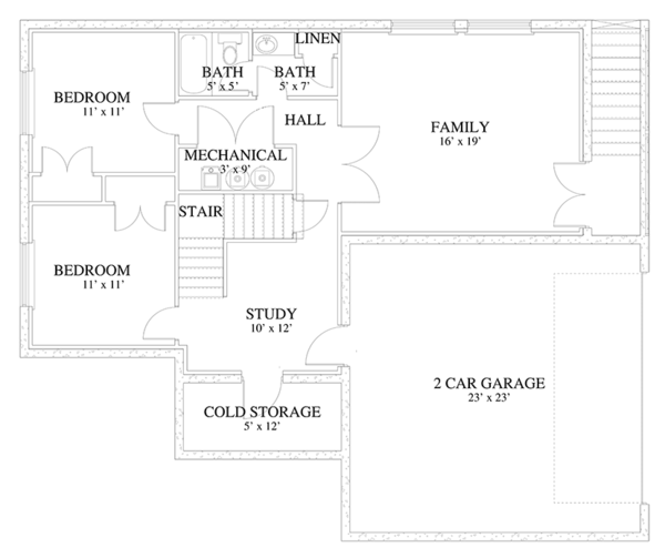 Home Plan - Traditional Floor Plan - Lower Floor Plan #1060-19