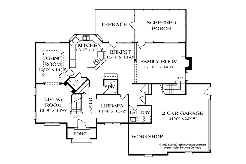 House Blueprint - Floor Plan - Main Floor for Traditional House Plan #453-346 - 4 bed, 3.5 bath
