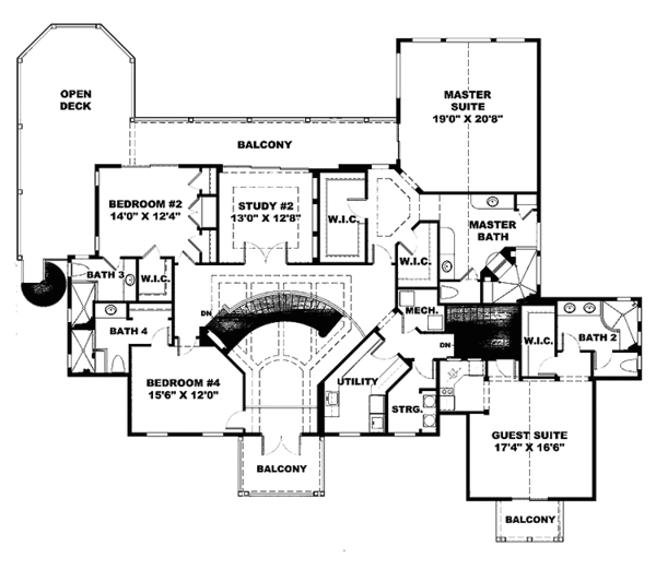 Home Plan - Mediterranean Floor Plan - Upper Floor Plan #1017-72