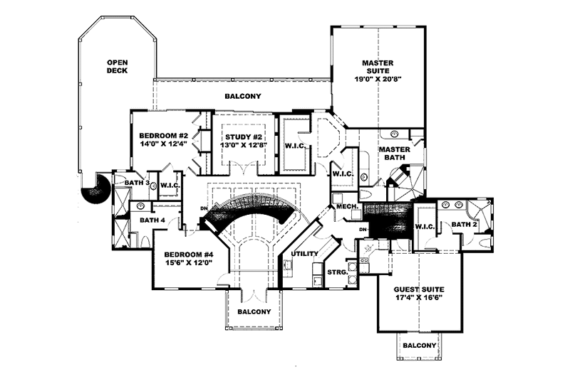 Home Plan - Floor Plan - Upper Floor for Mediterranean House Plan #1017-72 - 4 bed, 4.5 bath