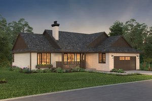 Exterior - Front Elevation 4 for Ranch House Plan #18-1055 - 2 bed, 2 bath