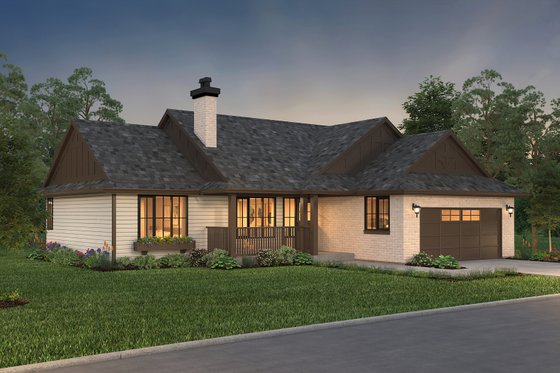 Exterior - Front Elevation 4 for Ranch House Plan #18-1055 - 2 bed, 2 bath