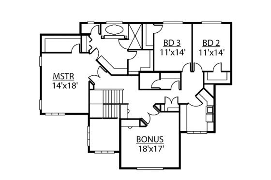 Floor Plan - Upper Floor for Contemporary House Plan #951-10 - 4 bed, 3.5 bath