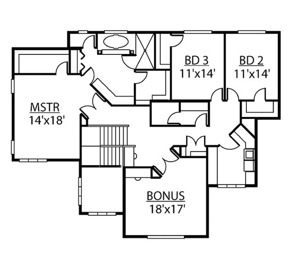 Contemporary Floor Plan - Upper Floor Plan #951-10