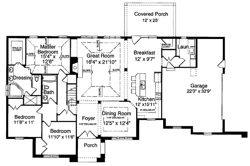 Home Plan - Floor Plan - Main Floor for Country House Plan #46-731 - 3 bed, 2 bath