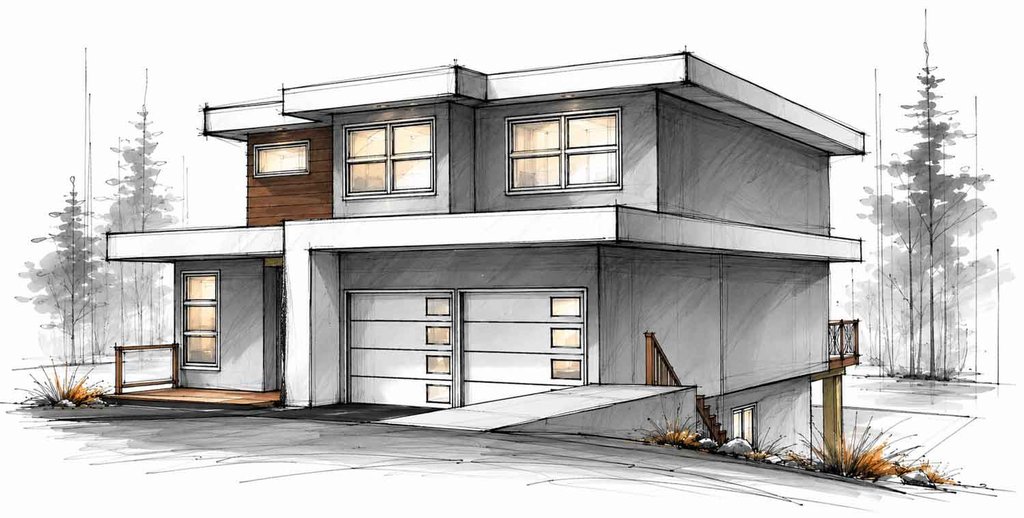 Exterior - Other Elevation 2 for Contemporary House Plan #1101-69 - 3 bed, 3.5 bath