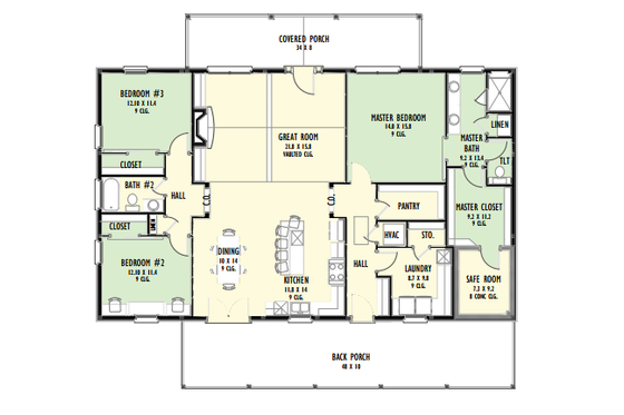 Floor Plan - Main Floor for Farmhouse House Plan #1092-67 - 3 bed, 2 bath