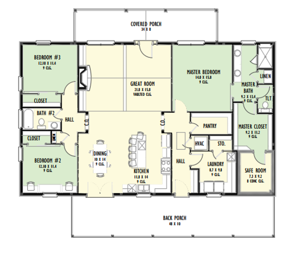 Floor Plan - Main Floor for Farmhouse House Plan #1092-67 - 3 bed, 2 bath