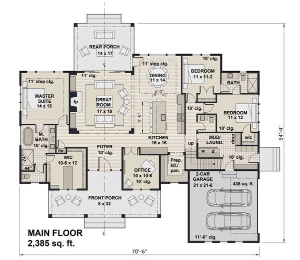 Farmhouse Floor Plan - Main Floor Plan #51-1171