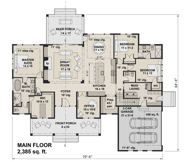 Farmhouse Floor Plan - Main Floor Plan #51-1171