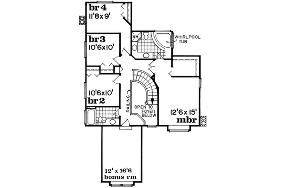 Floor Plan - Upper Floor for Traditional House Plan #47-550 - 4 bed, 2.5 bath