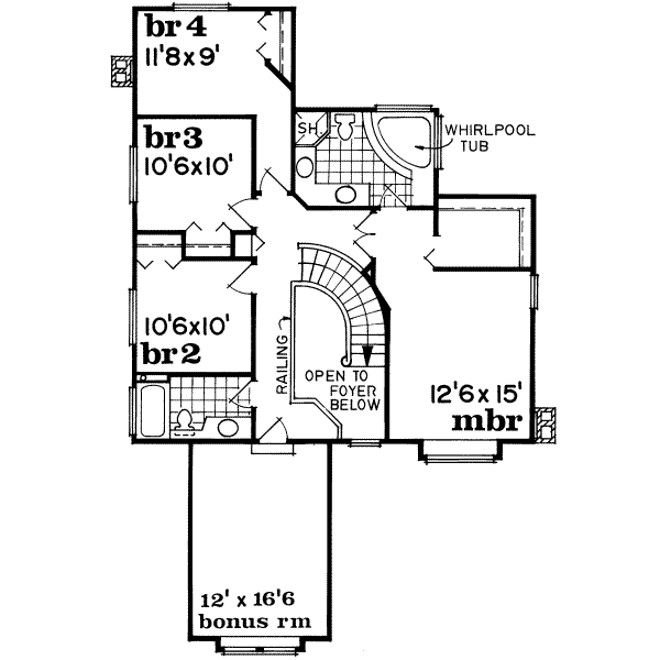 Traditional Floor Plan - Upper Floor Plan #47-550