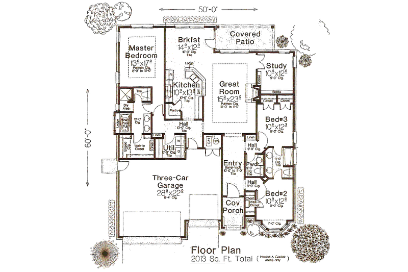 House Blueprint - Floor Plan - Main Floor for European House Plan #310-978 - 3 bed, 2.5 bath