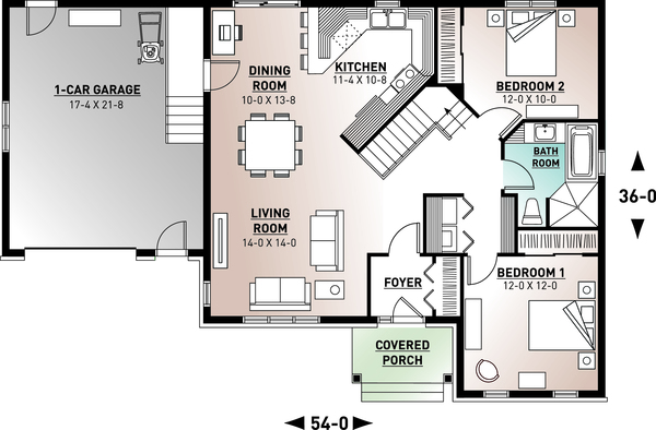 House Blueprint - Traditional Floor Plan - Main Floor Plan #23-2498