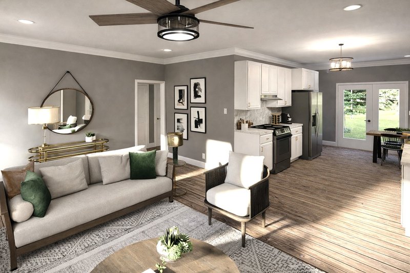 House Plan Design - Interior - Family Room for Farmhouse House Plan #44-309 - 3 bed, 2 bath