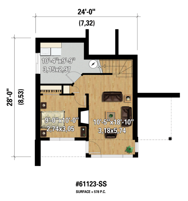Contemporary Floor Plan - Lower Floor Plan #25-4585