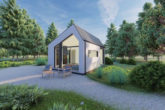 Exterior - Front Elevation for Modern House Plan #549-31 - 1 bed, 1 bath