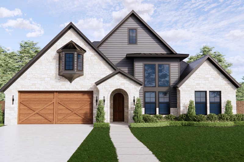 Architectural House Design - Tudor Exterior - Front Elevation Plan #1096-91