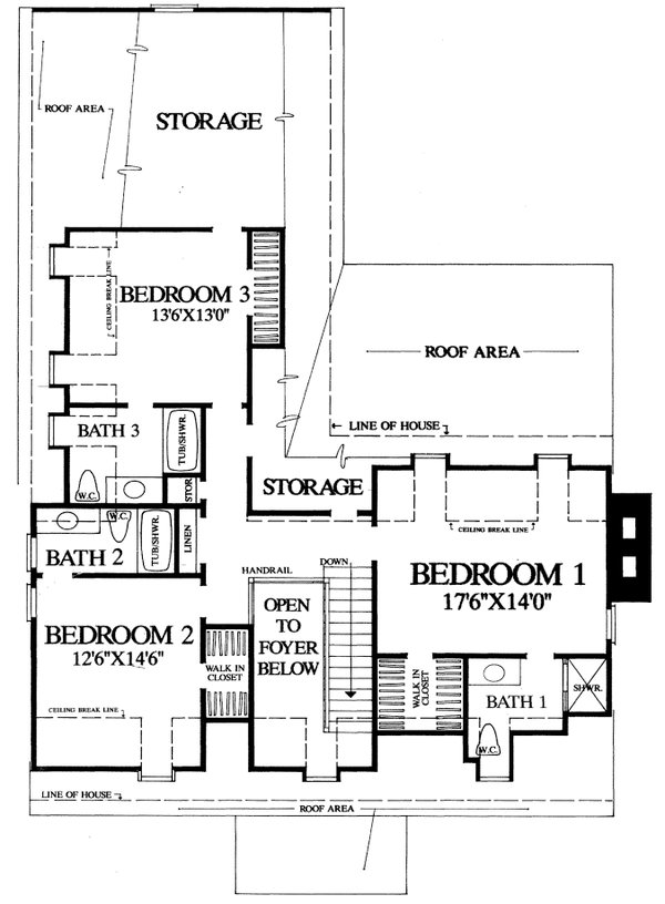 House Blueprint - Colonial Floor Plan - Upper Floor Plan #137-388
