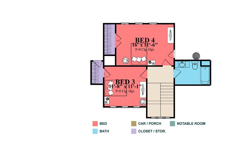 Home Plan - Floor Plan - Upper Floor for Craftsman House Plan #63-424 - 3 bed, 3 bath