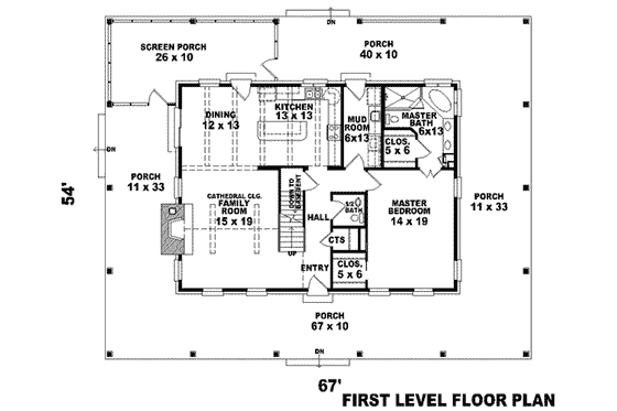 Floor Plan - Main Floor for Southern House Plan #81-771 - 3 bed, 3.5 bath