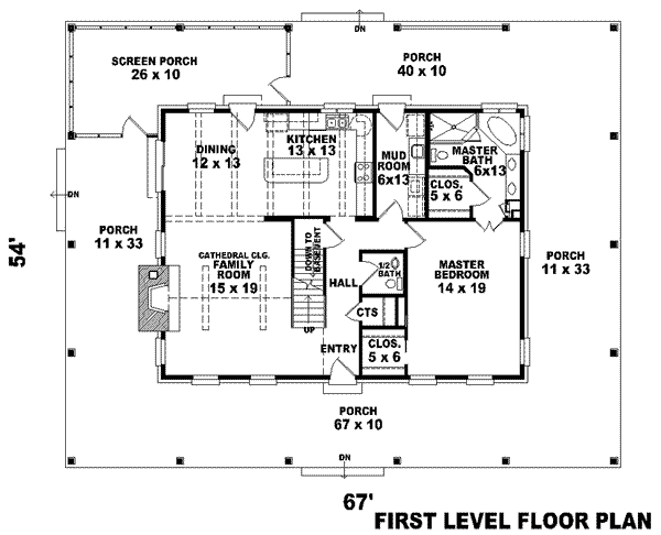Southern Floor Plan - Main Floor Plan #81-771