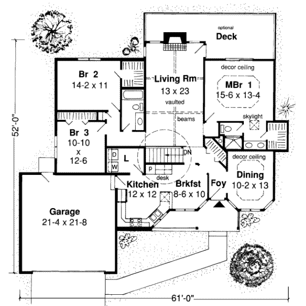 Floor Plan - Main Floor for Traditional House Plan #312-446 - 3 bed, 2 bath