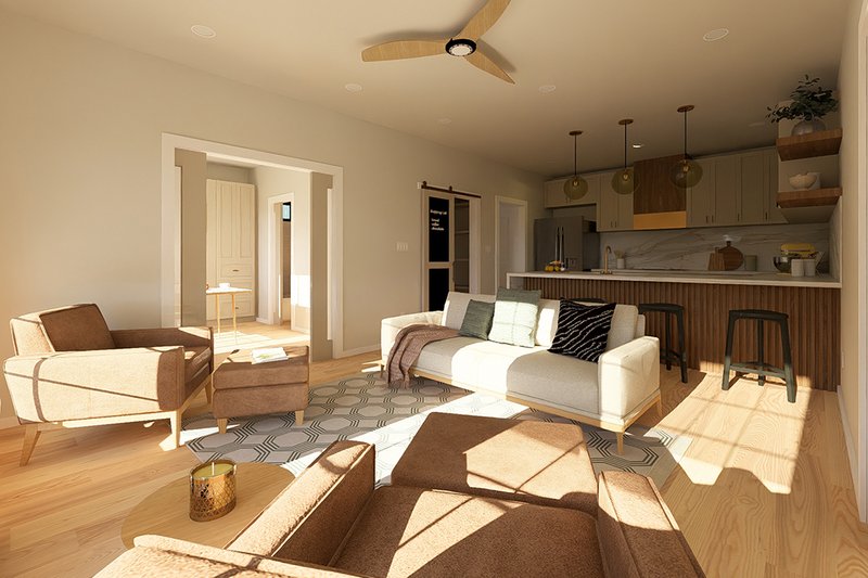 Dream House Plan - Interior - Family Room for Farmhouse House Plan #126-236 - 2 bed, 2 bath