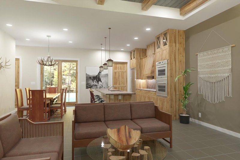 House Blueprint - Interior - Family Room for Log House Plan #1126-16 - 3 bed, 2 bath