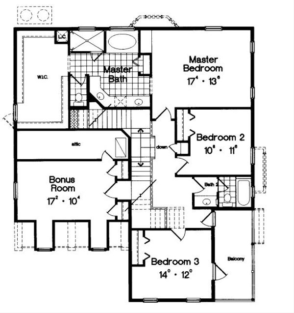 Traditional Floor Plan - Upper Floor Plan #417-271