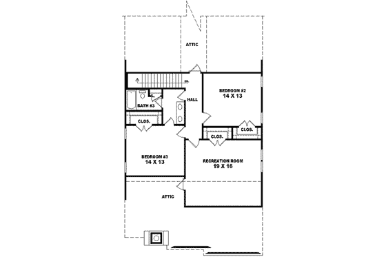 Floor Plan - Upper Floor for Tudor House Plan #81-427 - 3 bed, 3.5 bath