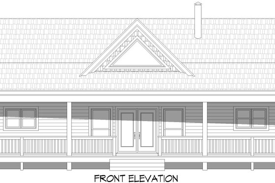 Exterior - Front Elevation 3 for Prairie House Plan #932-1024 - 2 bed, 2 bath