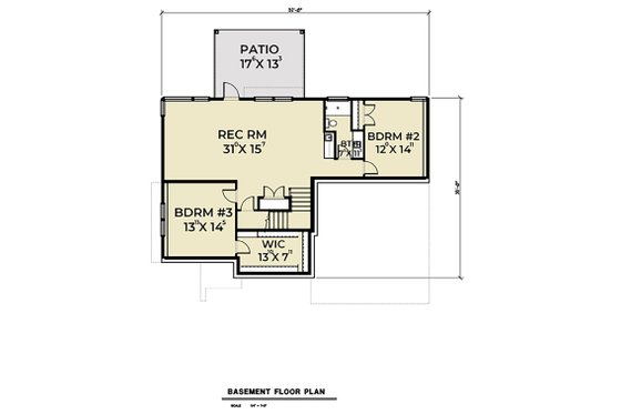 Floor Plan - Lower Floor for Contemporary House Plan #1070-56 - 3 bed, 2.5 bath