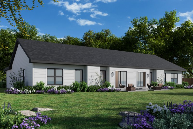 House Blueprint - Exterior - Rear Elevation for Modern House Plan #20-2616 - 2 bed, 2 bath