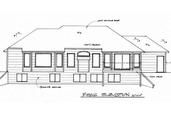 Exterior - Rear Elevation for Traditional House Plan #58-165 - 3 bed, 2.5 bath