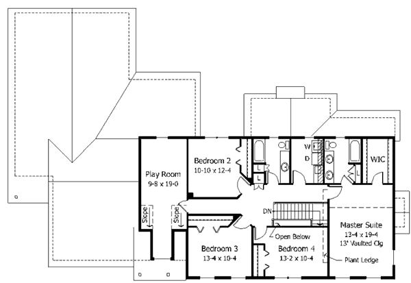 Colonial Floor Plan - Upper Floor Plan #51-175