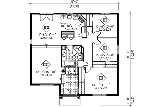 Floor Plan - Main Floor House Plan #25-1009 - 3 bed, 1 bath