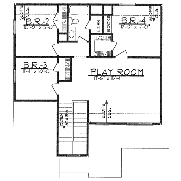 Southern Floor Plan - Upper Floor Plan #62-140