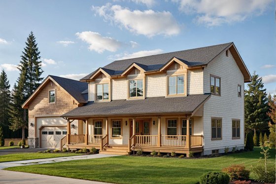 Exterior - Front Elevation for Country House Plan #117-343 - 4 bed, 2.5 bath