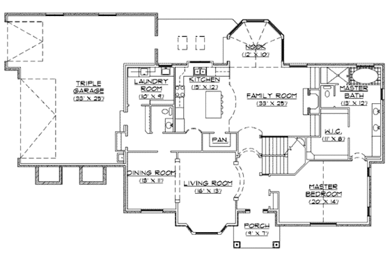Floor Plan - Main Floor for European House Plan #5-202 - 5 bed, 3.5 bath