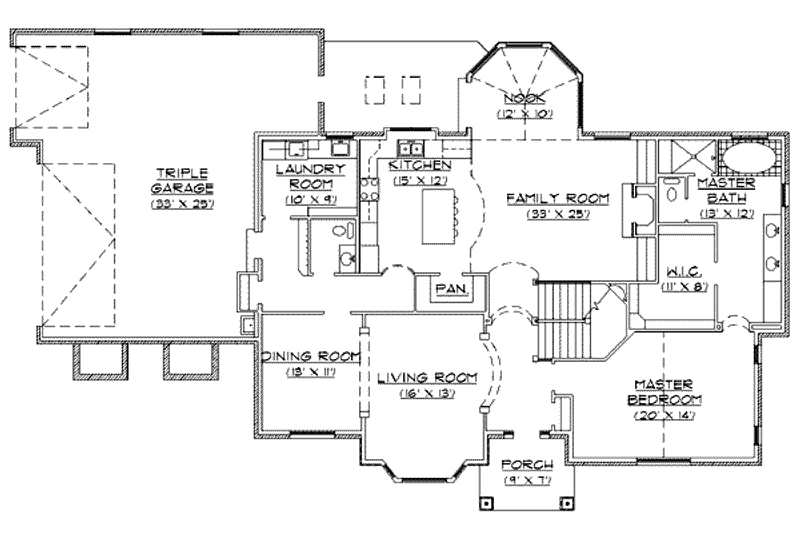 Home Plan - Floor Plan - Main Floor for European House Plan #5-202 - 5 bed, 3.5 bath