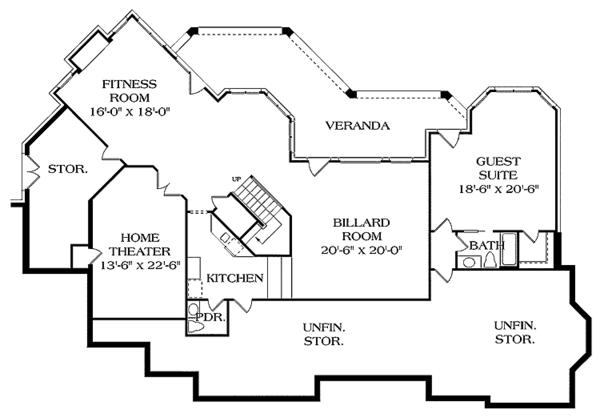 Architectural House Design - Mediterranean Floor Plan - Lower Floor Plan #453-324