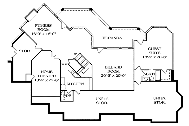 Dream House Plan - Floor Plan - Lower Floor for Mediterranean House Plan #453-324 - 5 bed, 4 bath