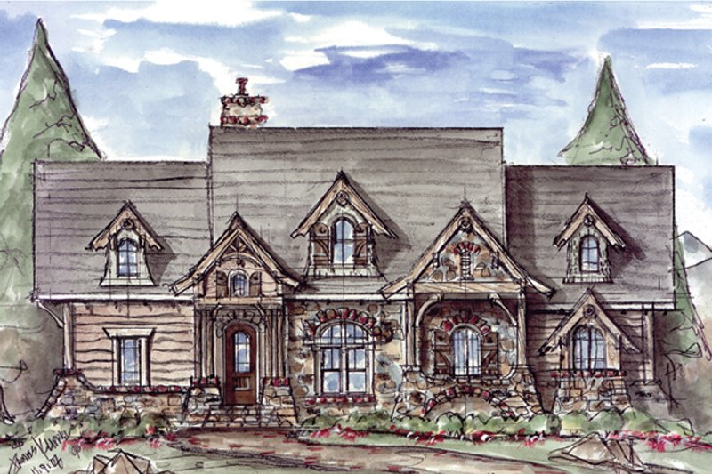Dream House Plan - Craftsman Exterior - Front Elevation Plan #54-369