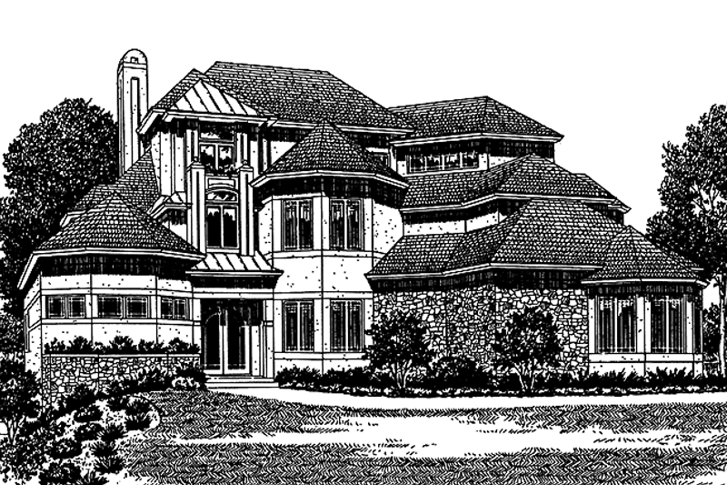 Architectural House Design - Exterior - Front Elevation 3 for Mediterranean House Plan #453-201 - 4 bed, 5.5 bath
