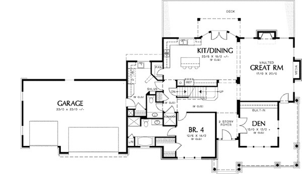 House Plan Design - Craftsman Floor Plan - Main Floor Plan #48-822